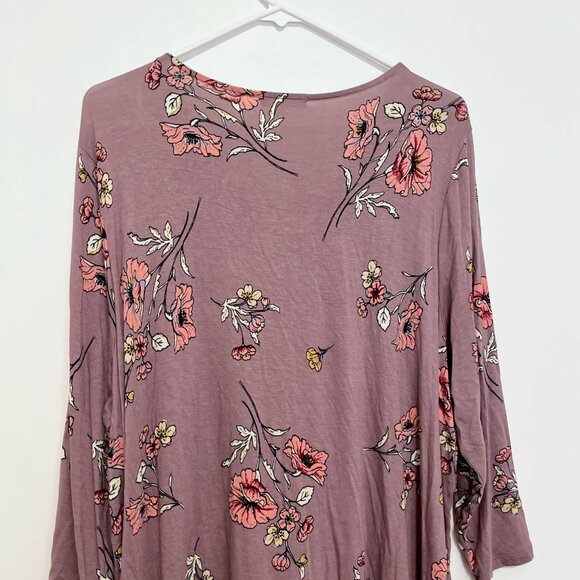 MAURICES 2 Plus Size Crochet and Lace Up Floral Top Mauve Purple 3/4 Sleeve Boho - Picture 14 of 15